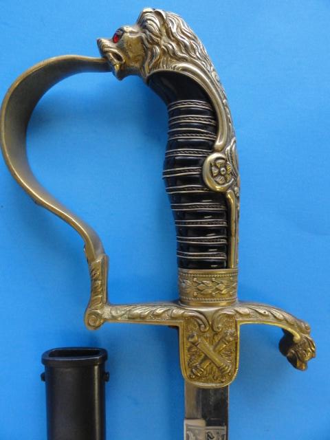 Imperial Lion Head Artillery Sword w/Etched Blade (#27266)